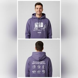 Vintage Kodak Camera Hoodie Purple Small Streetwear Photography Y2K Photo Vibe